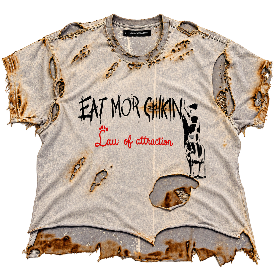 Eat Mor Chikin Burn & Distress Vintage T-Shirt