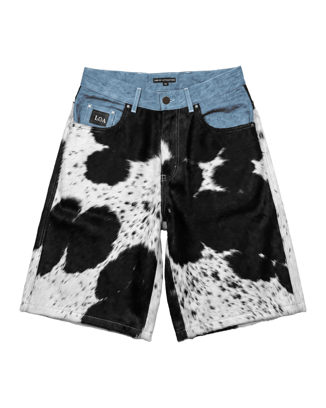 Black Cowhide x Denim™ GODSPEED Short — Product mockup / flat lay