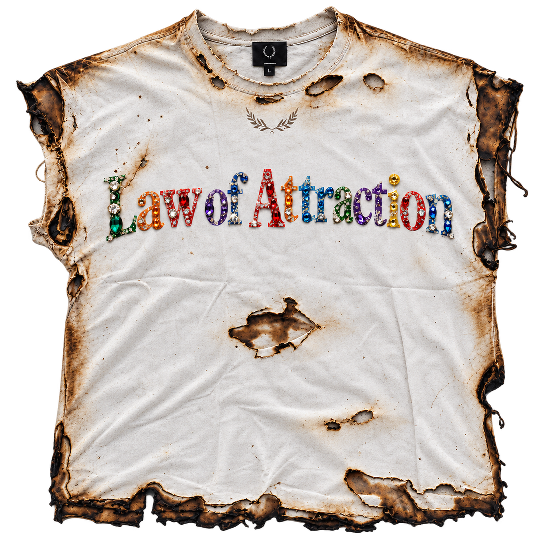LAW OF ATTRACTION Burn x DIstress VINtage Jewled Tee