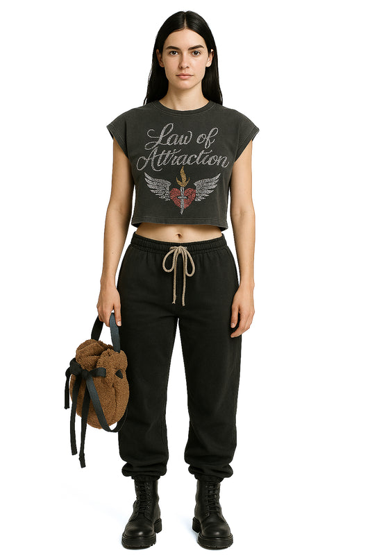 LOA Rhinestone Cropped Tee