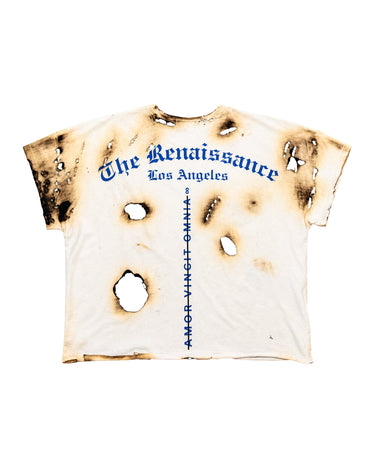 City on Fire Burn & Distress Vintage T-Shirt â€” Product mockup / flat lay