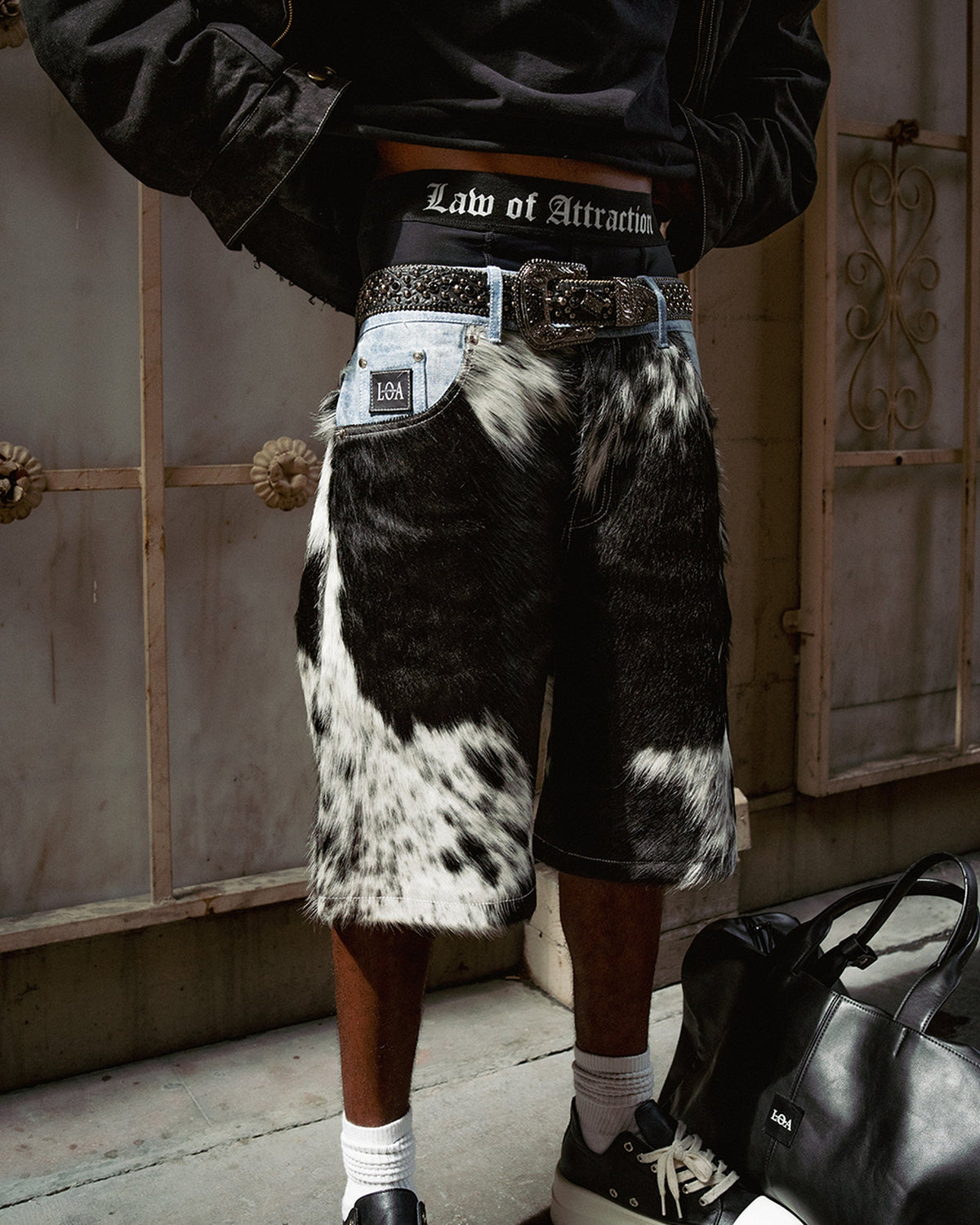 Black Cowhide x Denim™ GODSPEED Short — Existing lifestyle / story photo 2