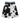 Cowhide x Denim Selvedge Jorts — back flat, black and ivory natural cowhide pattern, transparent background
