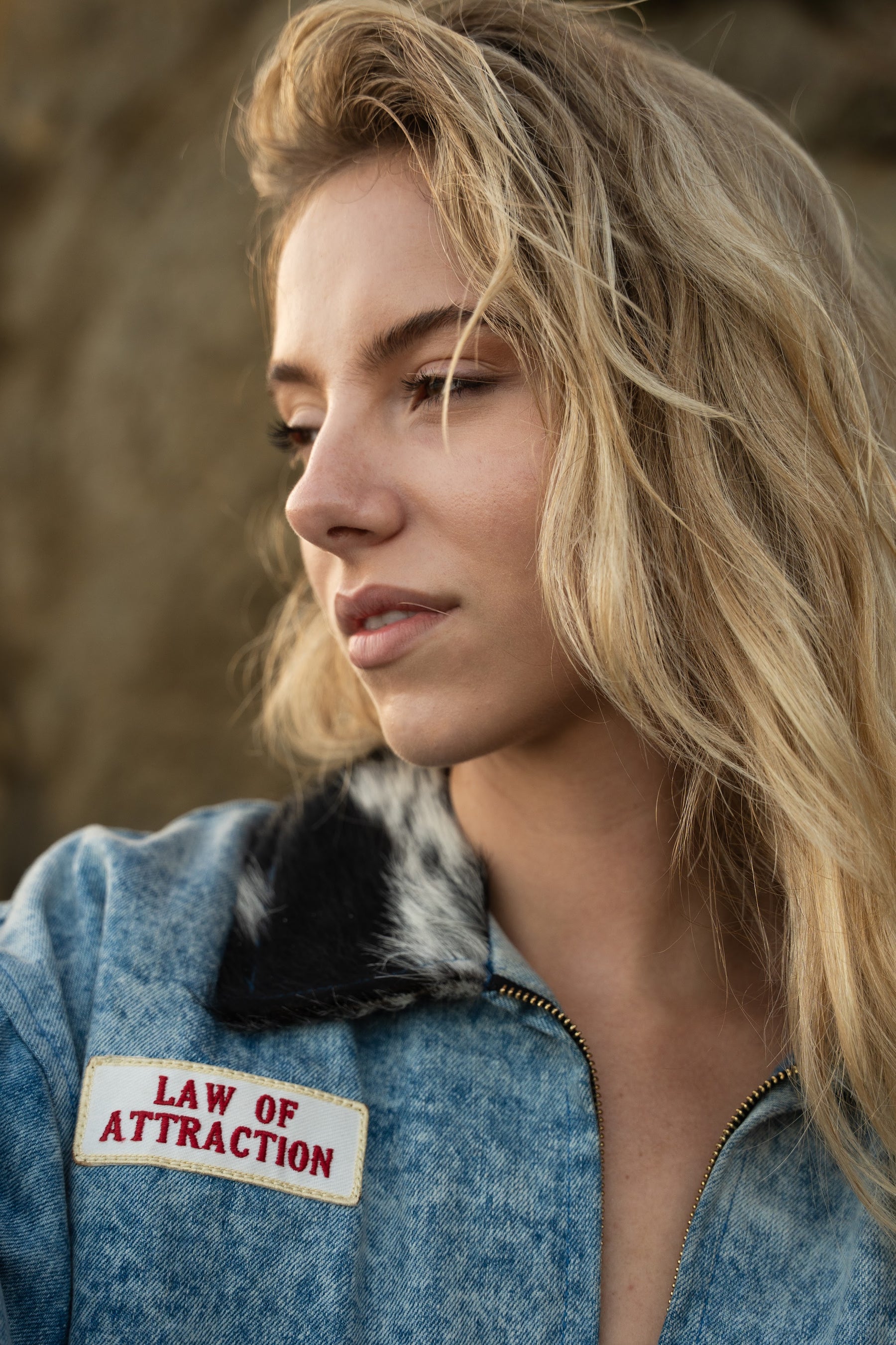 Manifestation Jacket — beach portrait