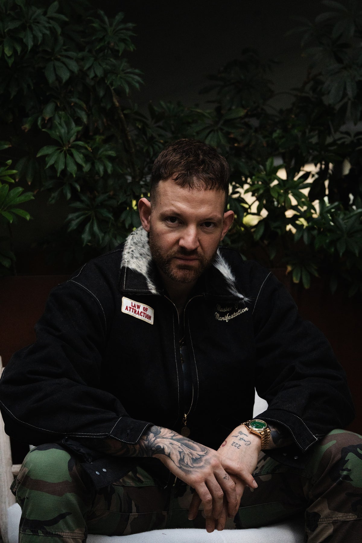Manifestation Jacket — seated portrait