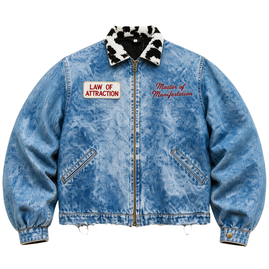 Blue Manifestation Master Denim & Cowhide Jacket front